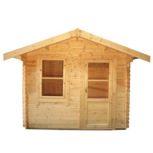 28mm log cabin with single door, window and apex roof.