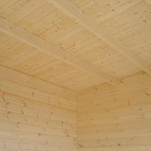 Interior view of 28mm log cabin roof and walls.