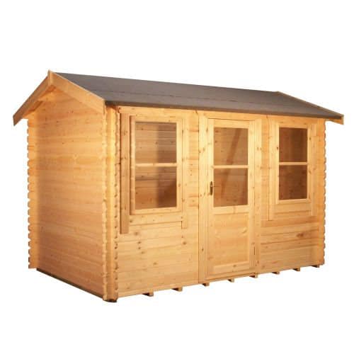 28mm log cabin with single door, two windows and apex roof.
