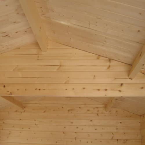 Interior of roof in 44mm log cabin garage.