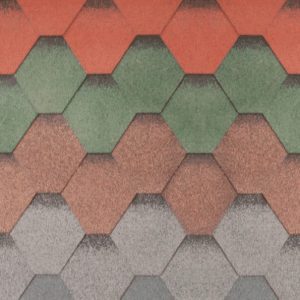 Roof shingles colour options - red, green, brown, grey